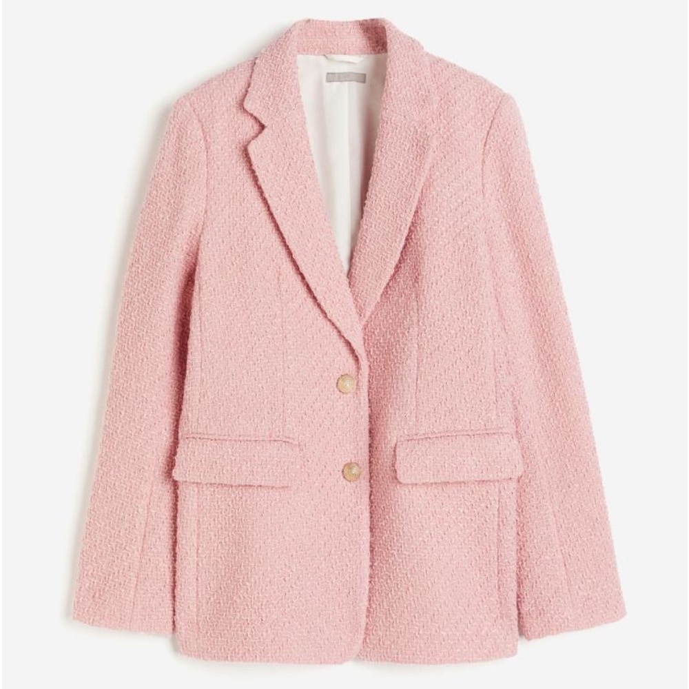 SOLD OUT H&M PINK TWEED BARBIE BLAZER GOLD BUTTONS SIZE XS NWT